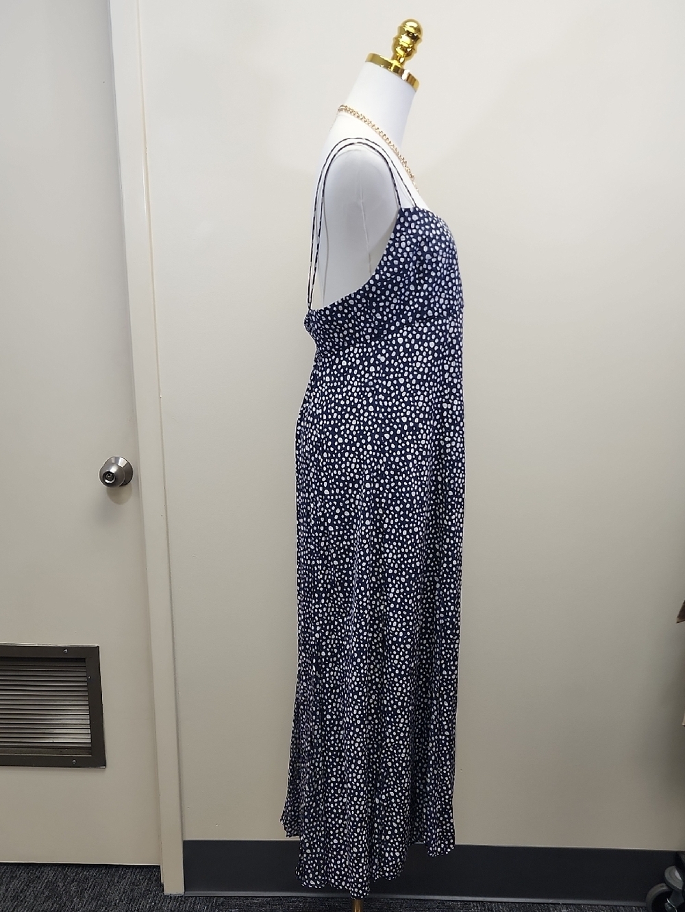 La Ligne Silk Chiffon Polka Dot Midi Dress Spaghetti Strap XL Extra Large - Picture 2 of 12